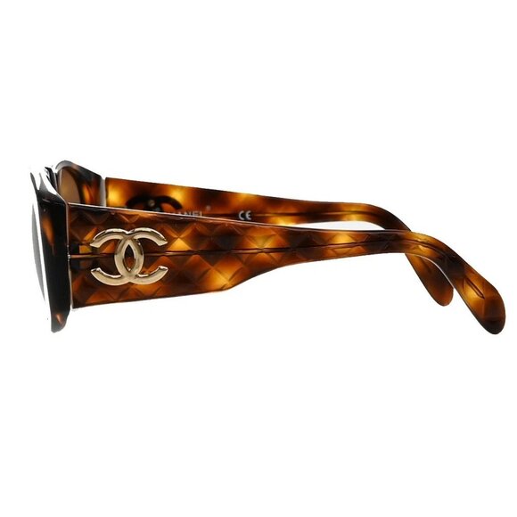 CHANEL CC Matelasse Sunglasses Eye Wear Plastic Brown GHW 01450 Italy 60RF649 main image 7